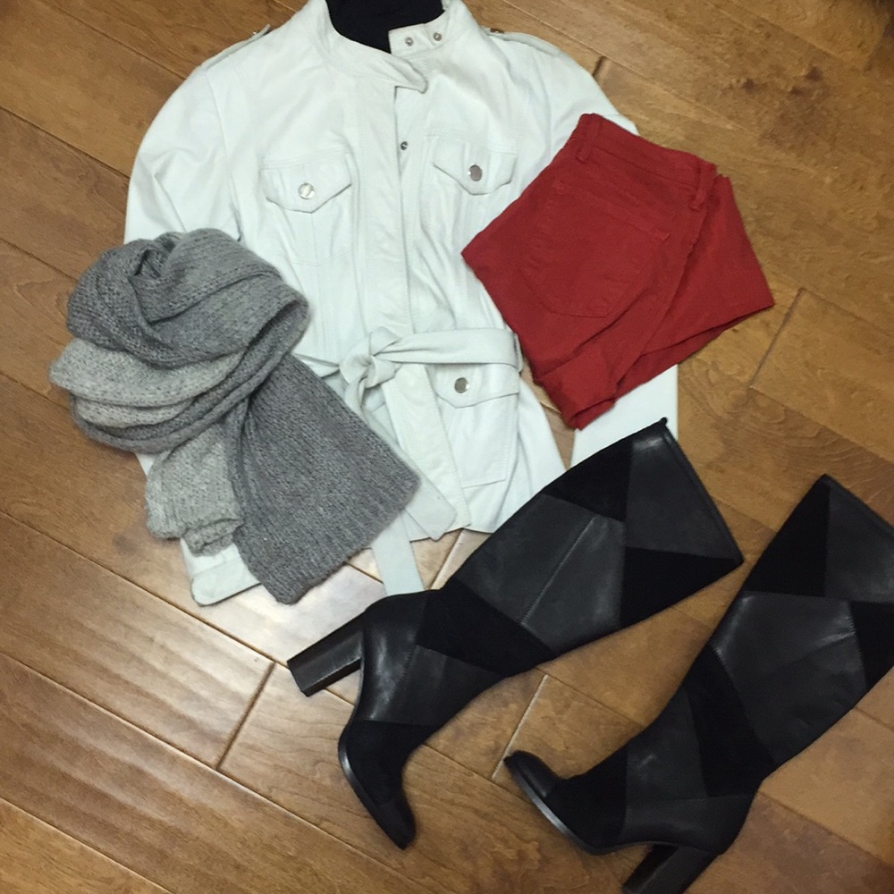 Hugo Boss White Leather Jacket